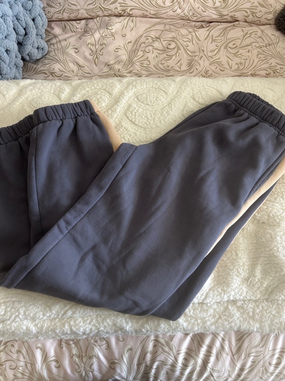 Edikted Charcoal Jogger Pants with Tan Side Stripe